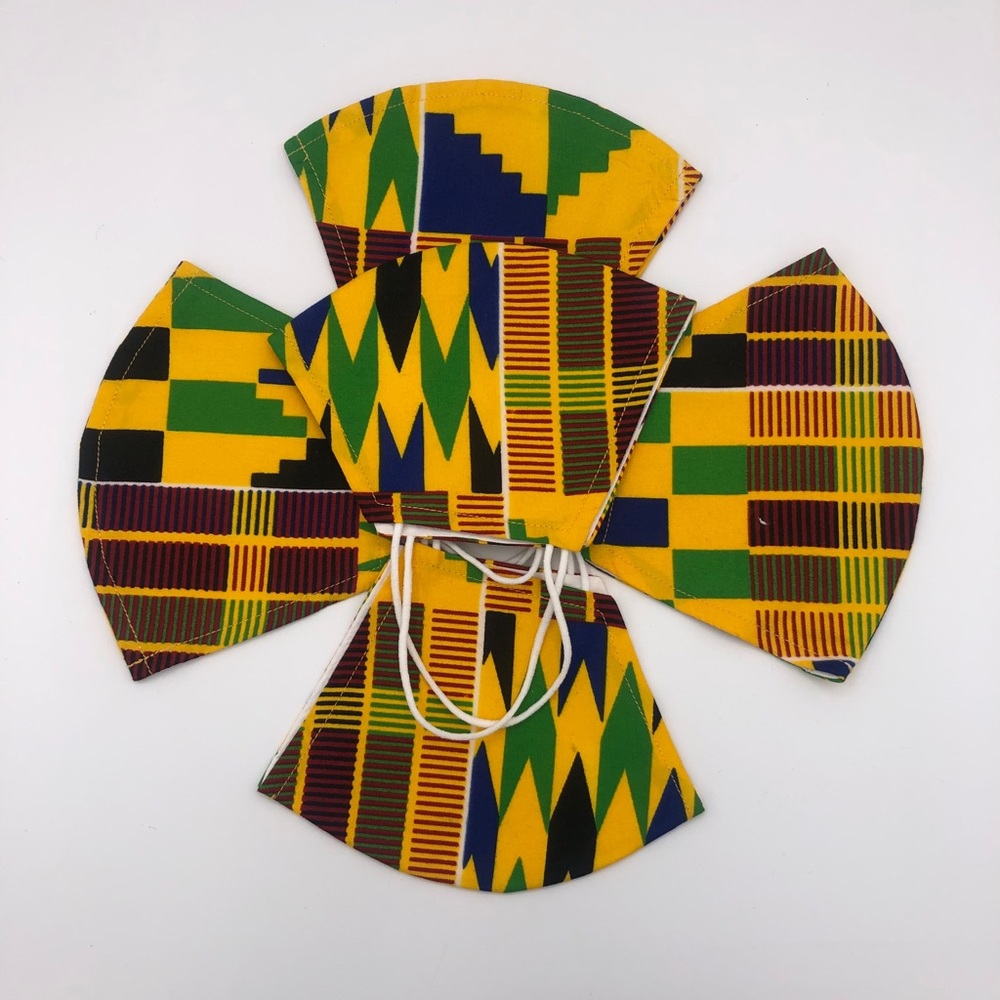 Two Kente African Print Face Masks (2)